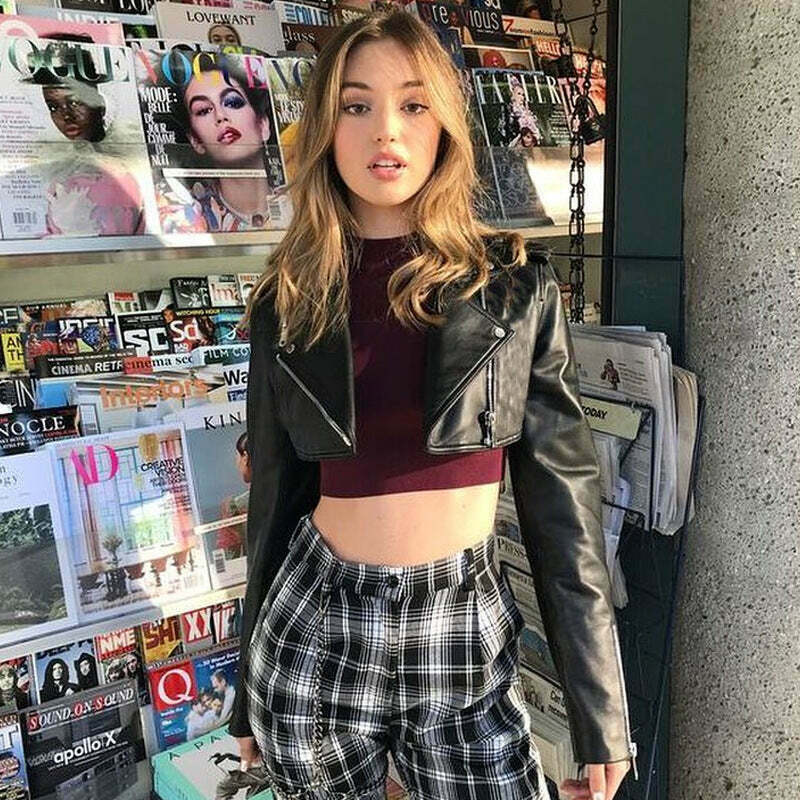 Y2K Aesthetic Street Style PU Leather Jacket for Women - Coquette & Grunge Fashion