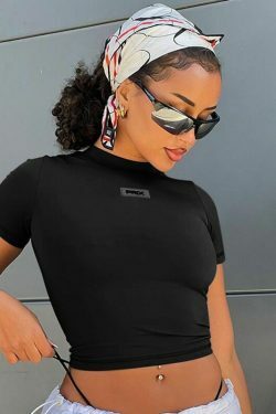 Y2K Aesthetic Street Style Short Fit T-Shirt for Women - Coquette, Grunge,