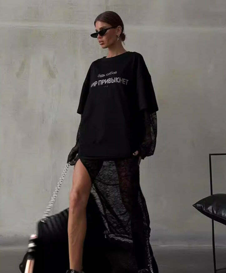 Y2K Aesthetic Street Style Sweatshirt and Loose Dress for Women - Coquette and Grunge Fashion