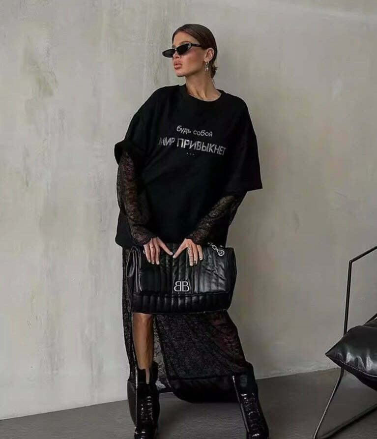 Y2K Aesthetic Street Style Sweatshirt and Loose Dress for Women - Coquette and Grunge Fashion