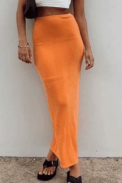 Y2K Aesthetic Stretchy Maxi Skirt in Coquette Style with Grunge Influence