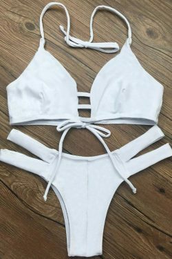 Y2K Aesthetic String Halter Unlined Bikini Swimwear for Niche Women Fashion