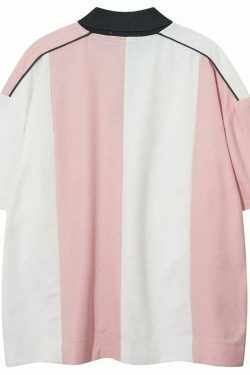 Y2K Aesthetic Stripe Sports Jersey for Women - Coquette & Grunge Style Fashion Statement