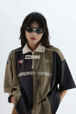 Y2K Aesthetic Stripe Sports Jersey for Women - Coquette & Grunge Style Fashion Statement