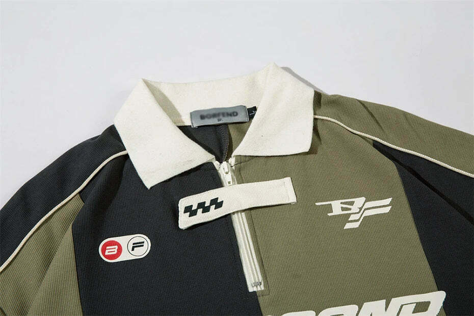 Y2K Aesthetic Stripe Sports Jersey for Women - Coquette & Grunge Style Fashion Statement