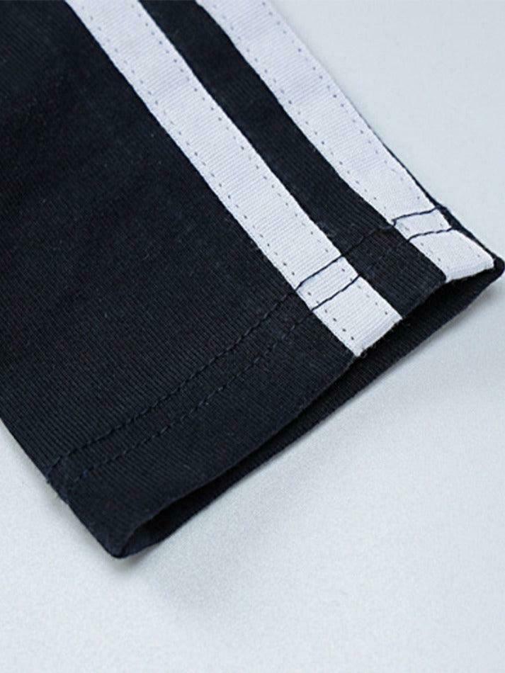 Y2K Aesthetic Stripe V-Neck Long Sleeve Tee for Women - Coquette & Grunge Style Fashion