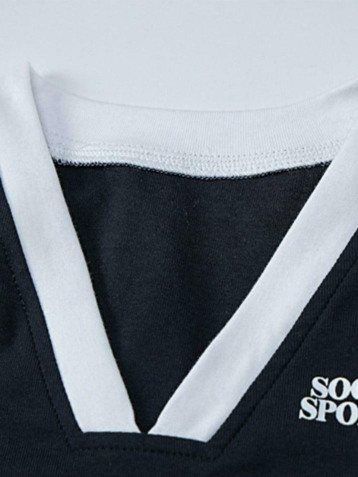 Y2K Aesthetic Stripe V-Neck Long Sleeve Tee for Women - Coquette & Grunge Style Fashion