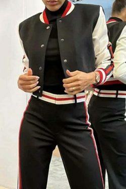 Y2K Aesthetic Striped Baseball Suit for Women - Coquette & Grunge Style, Cute Tops, Cargo Skirt