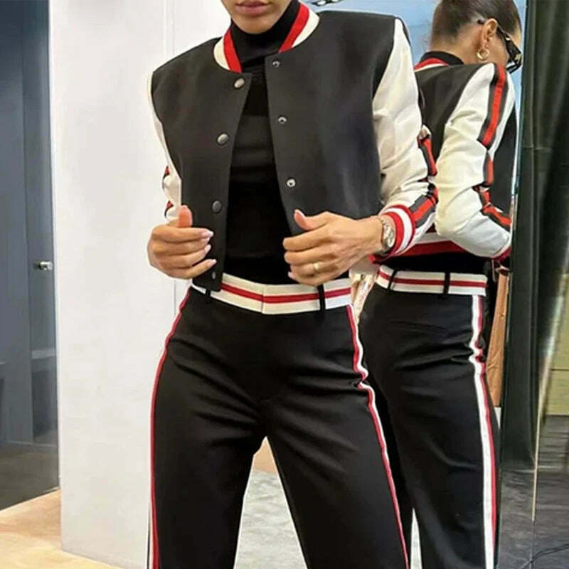 Y2K Aesthetic Striped Baseball Suit for Women - Coquette & Grunge Style, Cute Tops, Cargo Skirt Y2K Aesthetic Striped Baseball Suit for Women - Coquette & Grunge Style, Cute Tops, Cargo Skirt