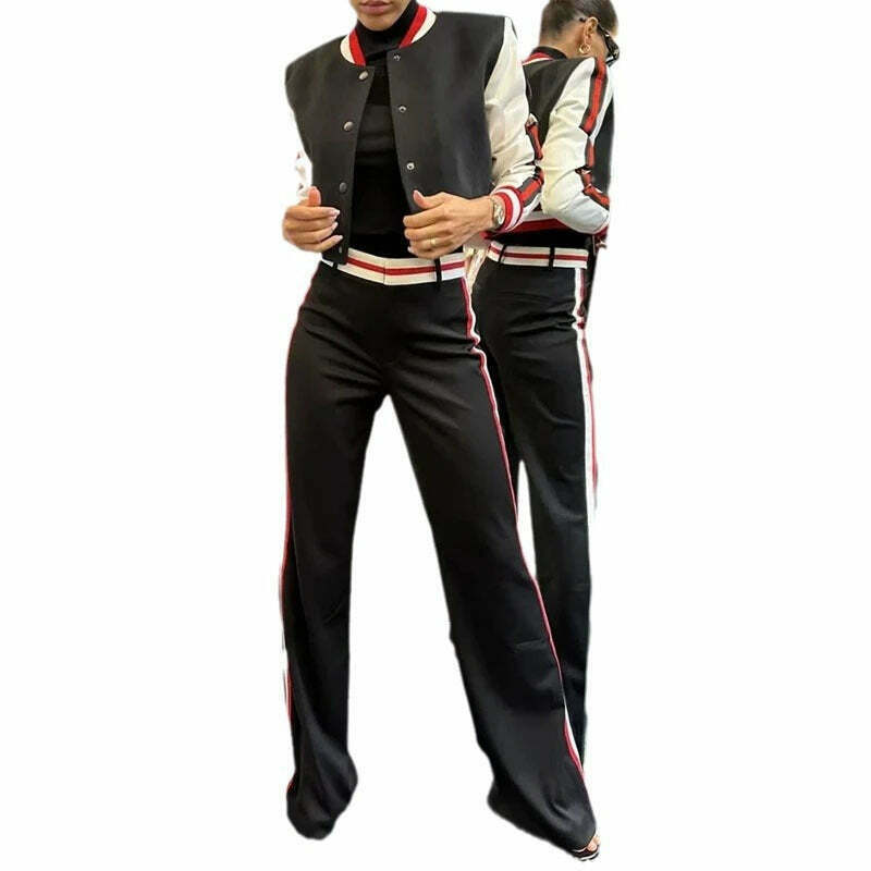 Y2K Aesthetic Striped Baseball Suit for Women - Coquette & Grunge Style, Cute Tops, Cargo Skirt Y2K Aesthetic Striped Baseball Suit for Women - Coquette & Grunge Style, Cute Tops, Cargo Skirt