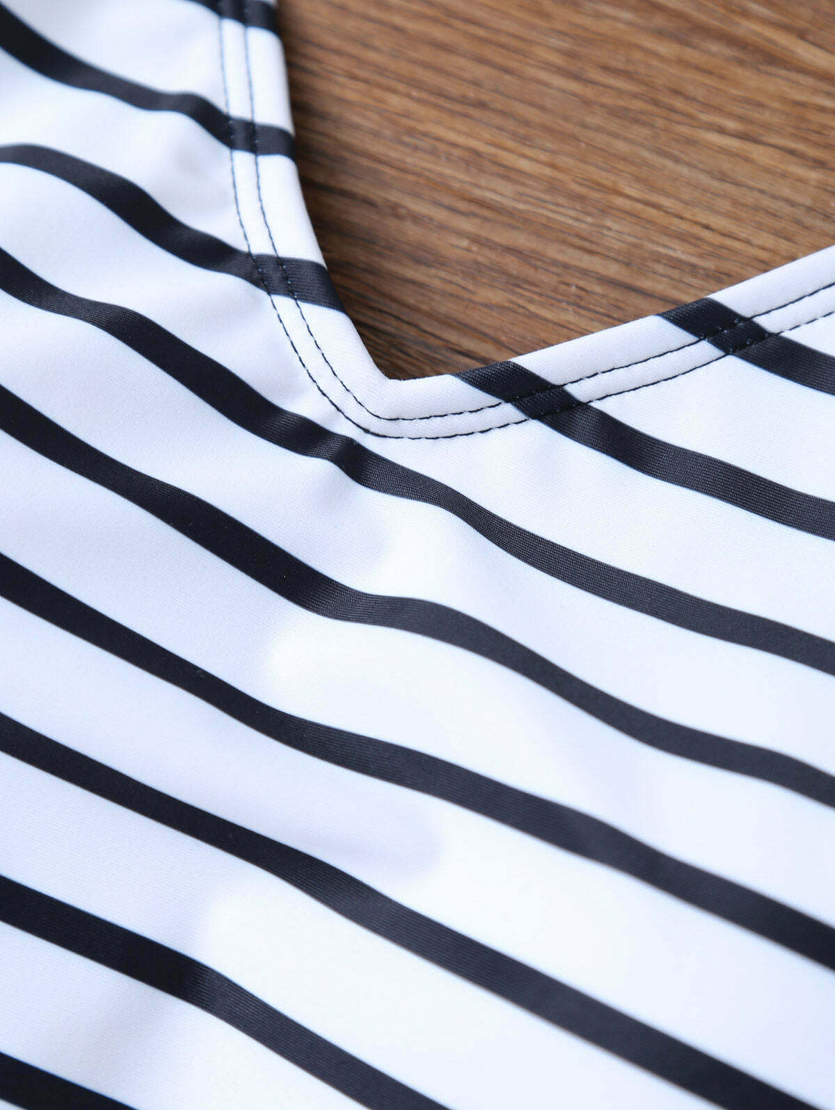 Y2K Aesthetic Striped Black Cut Out Swimsuit - Coquette & Grunge Style Fashion