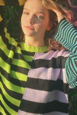 Y2K Aesthetic Striped Color Block Sweater for Women - Coquette & Grunge Style Fashion