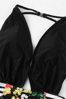 Y2K Aesthetic Striped Cutout Swimsuit - Coquette Grunge Fashion & Pastel Goth Vibes