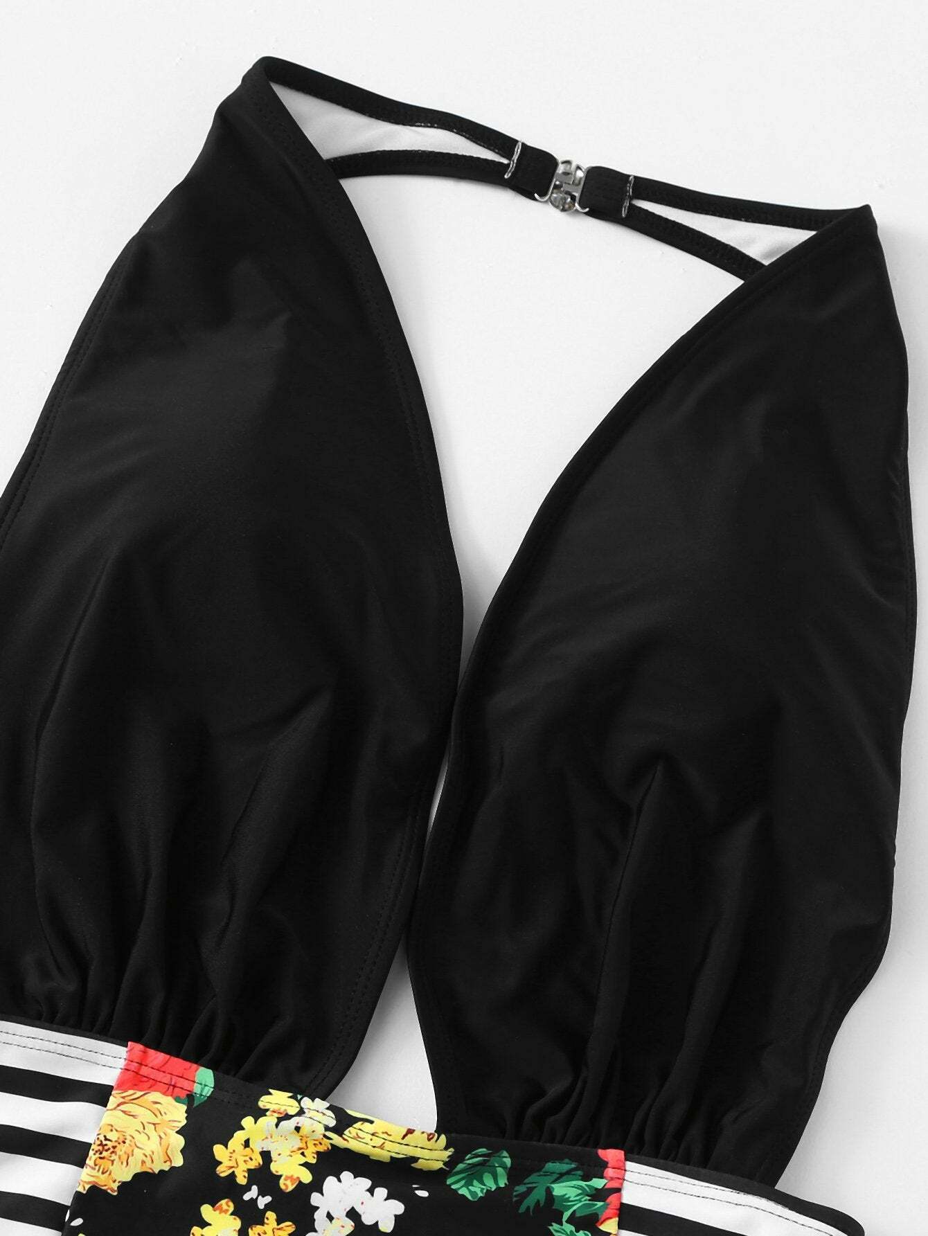 Y2K Aesthetic Striped Cutout Swimsuit - Coquette Grunge Fashion & Pastel Goth Vibes