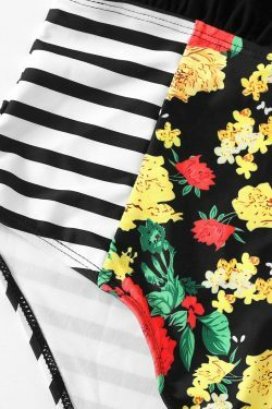 Y2K Aesthetic Striped Cutout Swimsuit - Coquette Grunge Fashion & Pastel Goth Vibes