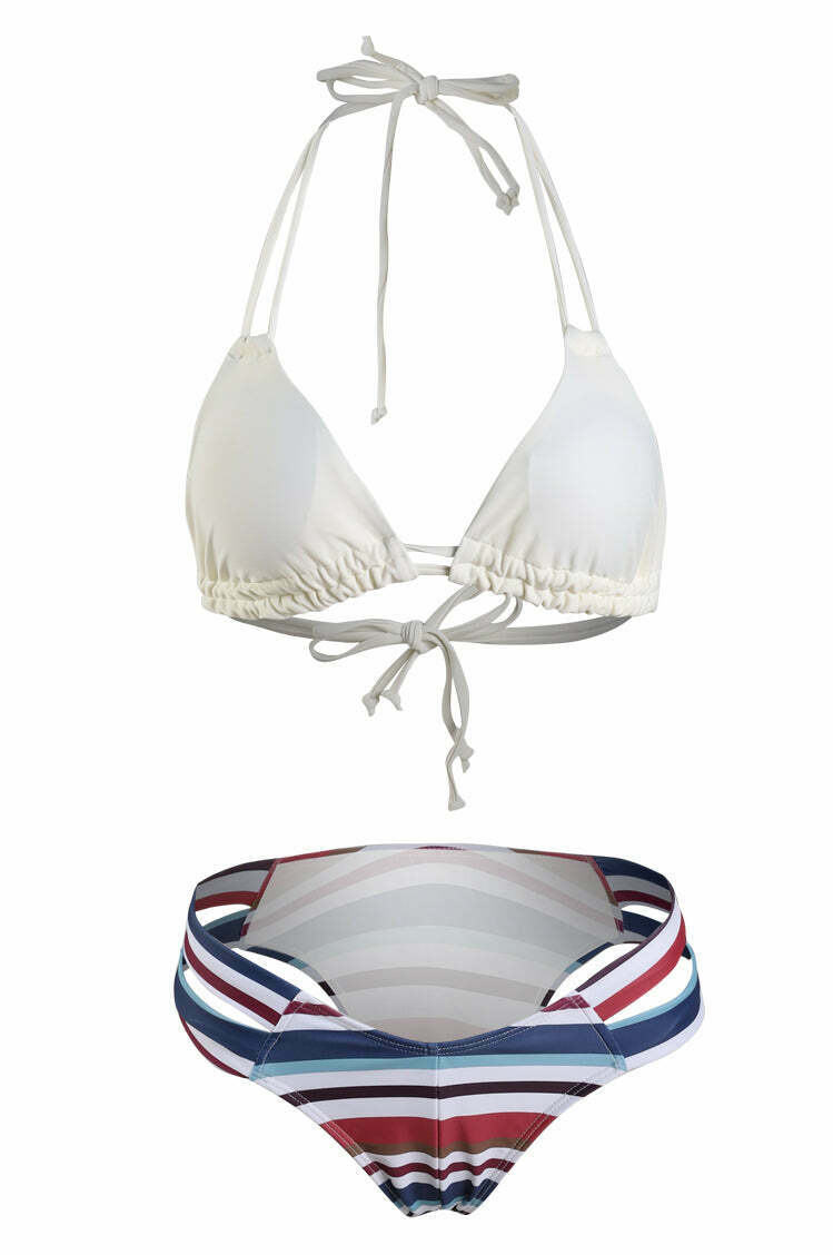 Y2K Aesthetic Striped Halter Bikini Set - Coquette Style for Women Y2K Aesthetic Striped Halter Bikini Set - Coquette Style for Women