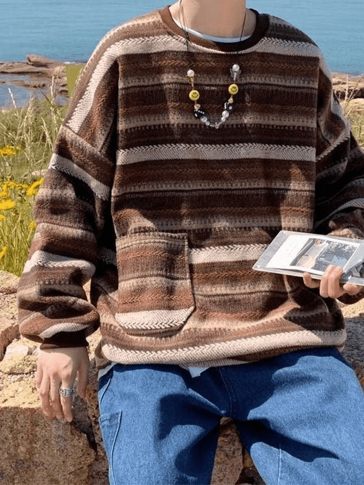 Y2K Aesthetic Striped Knit Sweater - Coquette & Grunge Style, Cute Tops, Pastel Goth, Cargo Skirt, Y2K Aesthetic Striped Knit Sweater - Coquette & Grunge Style, Cute Tops, Pastel Goth, Cargo Skirt,