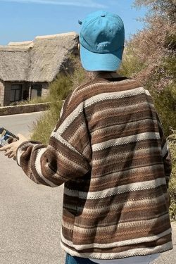 Y2K Aesthetic Striped Knit Sweater - Coquette & Grunge Style, Cute Tops, Pastel Goth, Cargo Skirt,