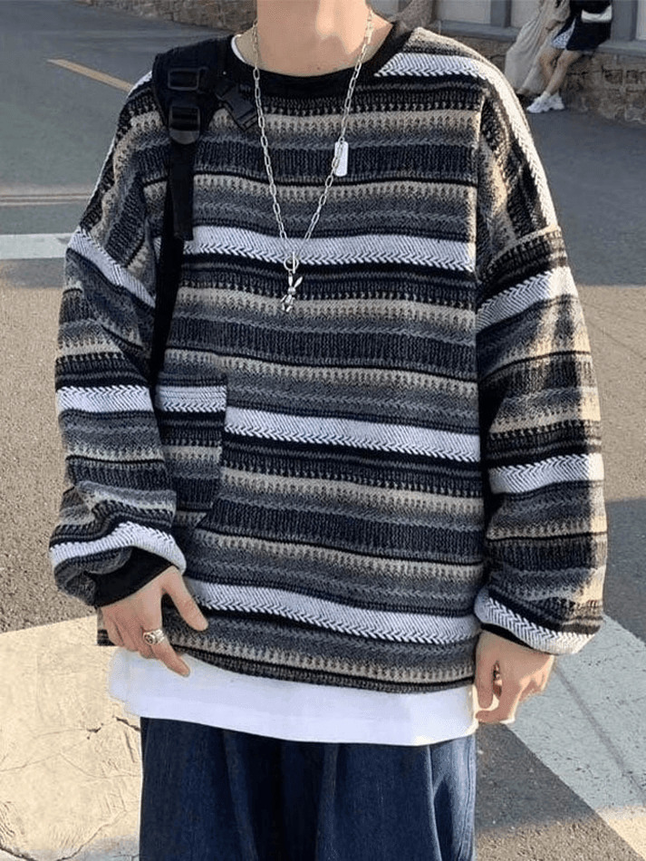 Y2K Aesthetic Striped Knit Sweater - Coquette & Grunge Style, Cute Tops, Pastel Goth, Cargo Skirt, Y2K Aesthetic Striped Knit Sweater - Coquette & Grunge Style, Cute Tops, Pastel Goth, Cargo Skirt,