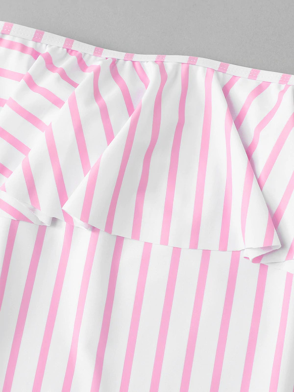 Y2K Aesthetic Striped Off-Shoulder Swimsuit - Coquette Style for Niche Women Fashion Y2K Aesthetic Striped Off-Shoulder Swimsuit - Coquette Style for Niche Women Fashion