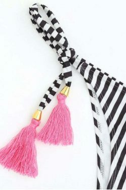 Y2K Aesthetic Striped Ruffles Bathing Suit for Women - Trendy and Fashionable Swimwear