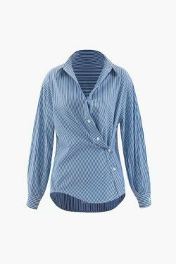 Y2K Aesthetic Striped Shirt: Coquette & Grunge Style, Cute Tops for Women, Pastel Goth Fashion