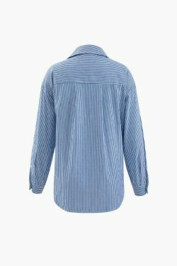 Y2K Aesthetic Striped Shirt: Coquette & Grunge Style, Cute Tops for Women, Pastel Goth Fashion