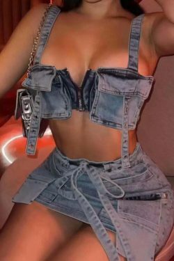 Y2K Aesthetic Suspender Skirt Set - Coquette Style Tube Top & Cargo Skirt for Women