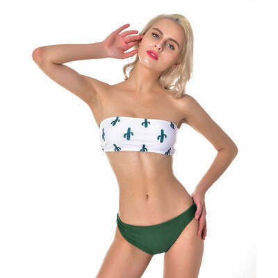 Y2K Aesthetic Sweet Cactus Bandeau Bikini Set - Coquette Style for Niche Women Fashion Y2K Aesthetic Sweet Cactus Bandeau Bikini Set - Coquette Style for Niche Women Fashion