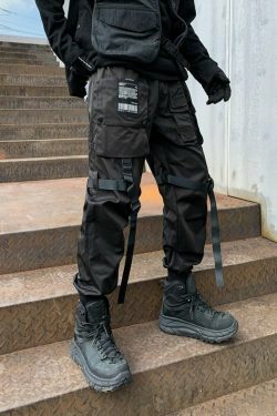 Y2K Aesthetic Tactical Harness Cargo Pants for Women