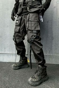 Y2K Aesthetic Tactical Harness Cargo Pants for Women