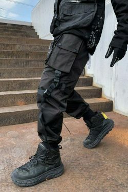 Y2K Aesthetic Tactical Harness Cargo Pants for Women