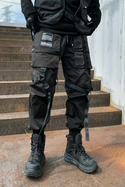 Y2K Aesthetic Tactical Harness Cargo Pants for Women