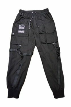 Y2K Aesthetic Tactical Harness Cargo Pants for Women