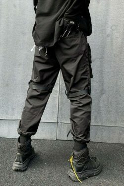 Y2K Aesthetic Tactical Harness Cargo Pants for Women