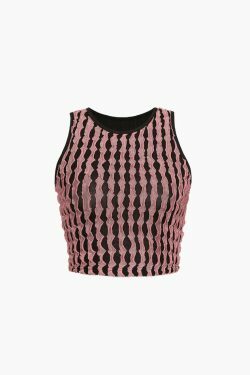 Y2K Aesthetic Texture Cropped Tank Top and Mini Skirt Set - Coquette Fashion for Women