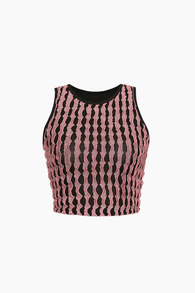 Y2K Aesthetic Texture Cropped Tank Top and Mini Skirt Set - Coquette Fashion for Women Y2K Aesthetic Texture Cropped Tank Top and Mini Skirt Set - Coquette Fashion for Women