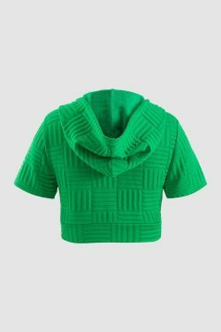 Y2K Aesthetic Textured Hooded T-Shirt and Drawstring Shorts Set for Women