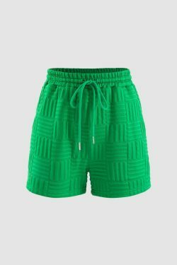 Y2K Aesthetic Textured Hooded T-Shirt and Drawstring Shorts Set for Women