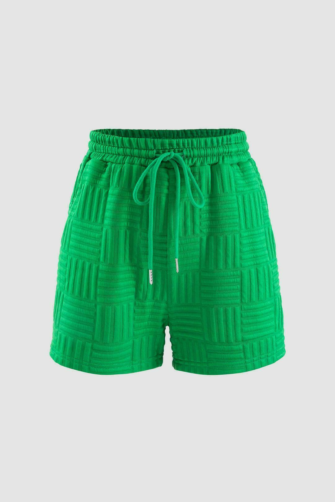 Y2K Aesthetic Textured Hooded T-Shirt and Drawstring Shorts Set for Women Y2K Aesthetic Textured Hooded T-Shirt and Drawstring Shorts Set for Women