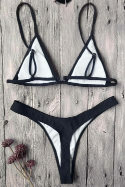 Y2K Aesthetic Textured Plunge Bikini Set with Coquette Style and Grunge Aesthetic