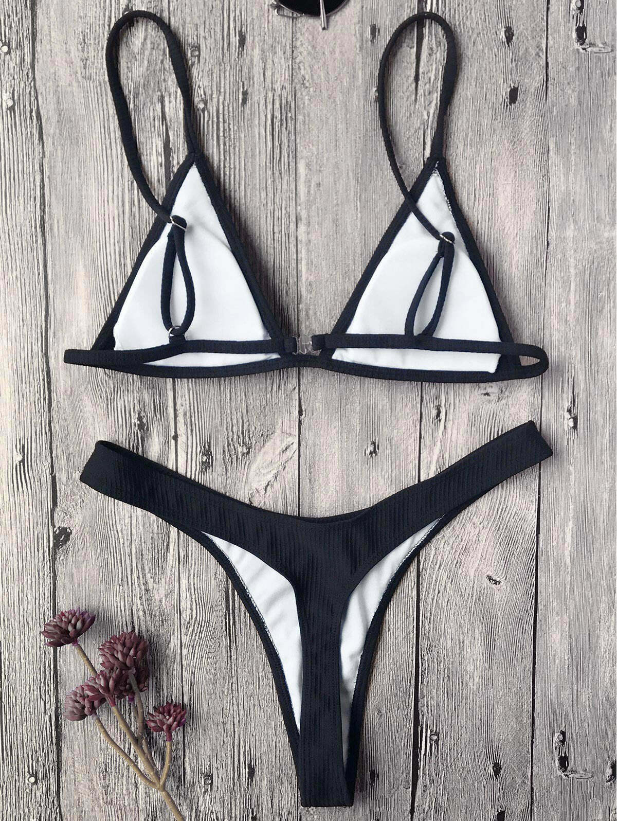 Y2K Aesthetic Textured Plunge Bikini Set with Coquette Style and Grunge Aesthetic Y2K Aesthetic Textured Plunge Bikini Set with Coquette Style and Grunge Aesthetic