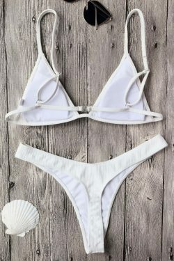 Y2K Aesthetic Textured Plunge Bikini Set with Coquette Style and Grunge Aesthetic
