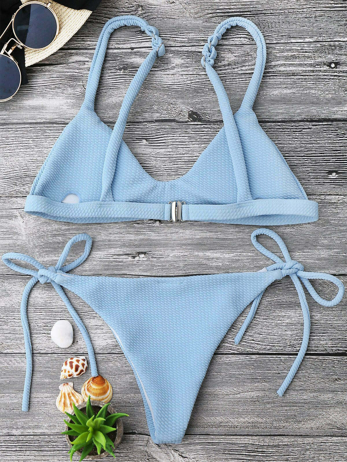 Y2K Aesthetic Textured Tie Side Scoop Bikini Set - Retro-inspired Swimwear for Trendy Women Y2K Aesthetic Textured Tie Side Scoop Bikini Set - Retro-inspired Swimwear for Trendy Women