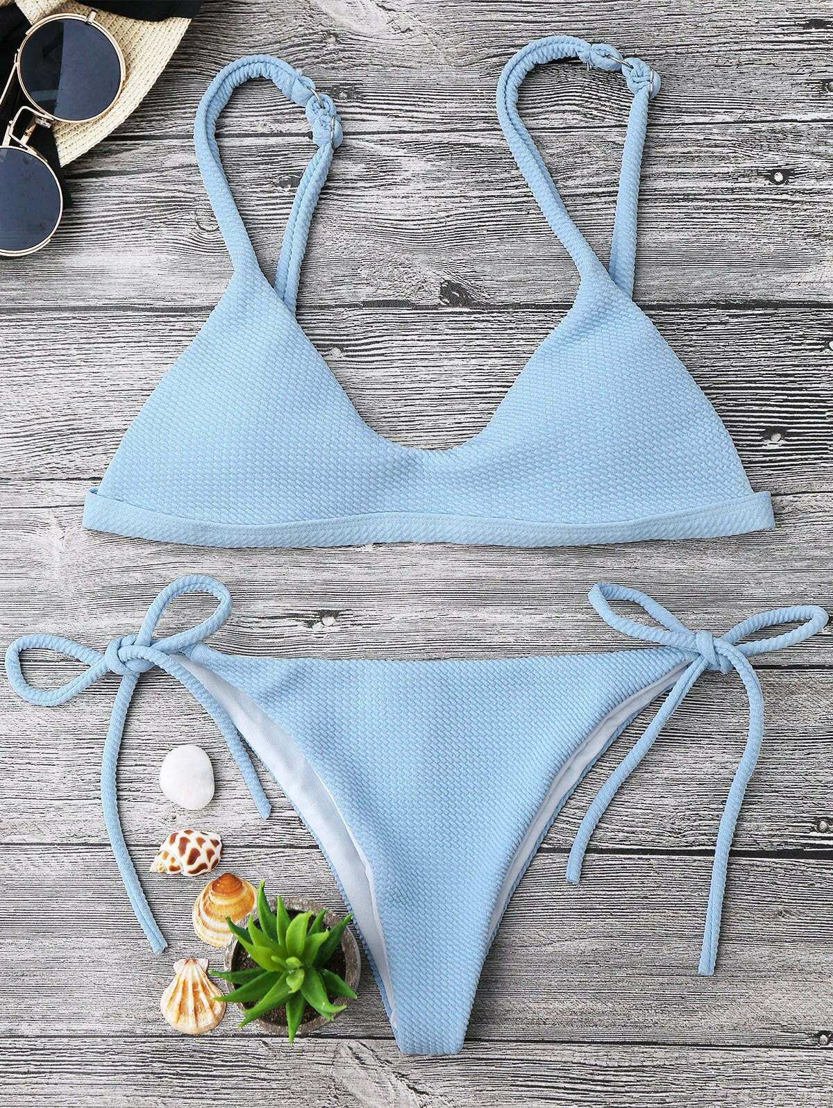 Y2K Aesthetic Textured Tie Side Scoop Bikini Set - Retro-inspired Swimwear for Trendy Women Y2K Aesthetic Textured Tie Side Scoop Bikini Set - Retro-inspired Swimwear for Trendy Women