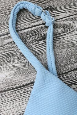 Y2K Aesthetic Textured Tie Side Scoop Bikini Set - Retro-inspired Swimwear for Trendy Women