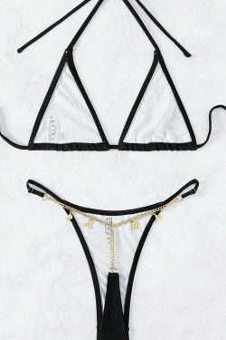 Y2K Aesthetic Thong Bikini with Decorative Chain - Coquette Style for Women's Fashion