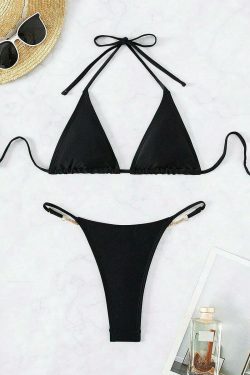 Y2K Aesthetic Thong Bikini with Decorative Chain - Coquette Style for Women's Fashion