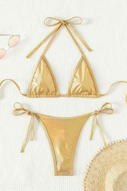 Y2K Aesthetic Thong Chain Backless Bikini Set for Women - Coquette Grunge Style Fashion