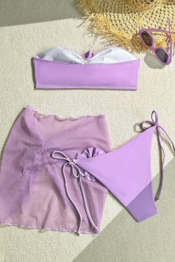 Y2K Aesthetic Three-Piece Flower Strap Beach Swimsuit